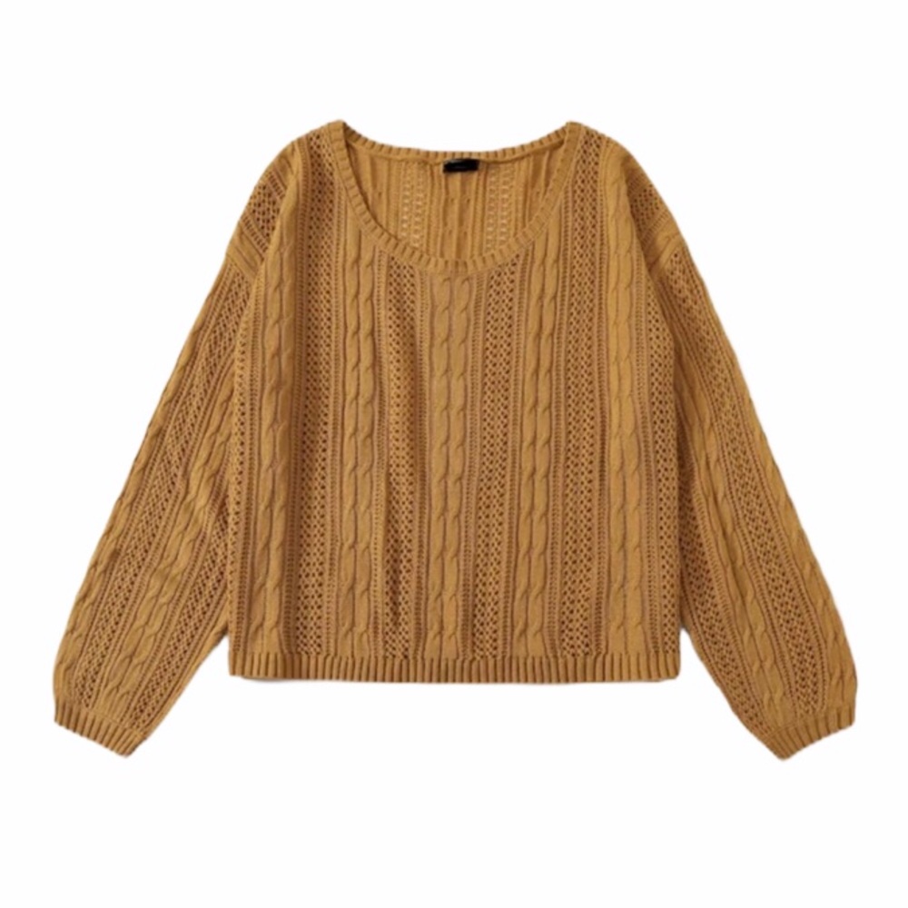 PLUS yellow cable knit sweater boho - Picture 4 of 4